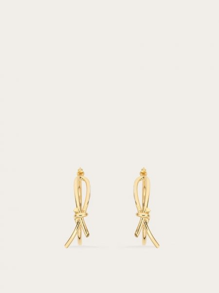 Ferragamo | Women's Slim Earrings With Asymmetric Bow - Gold