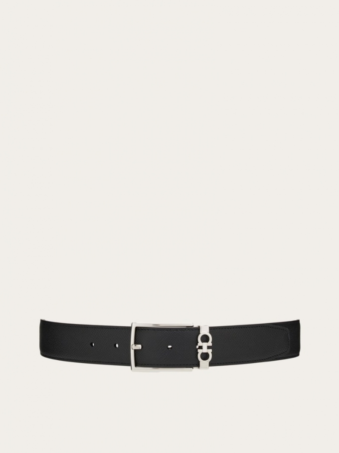 Ferragamo | Men's Reversible And Adjustable Gancini Belt - Black/Testa Di Moro