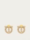 Ferragamo | Women's Gancini 3D Earrings With Crystals - Gold