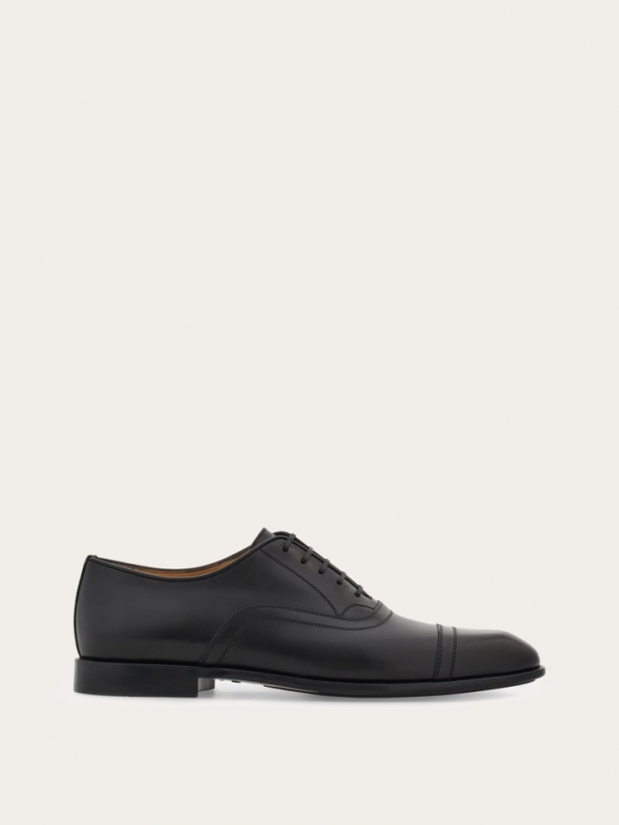 Ferragamo | Men's Oxford With Toe Cap - Black