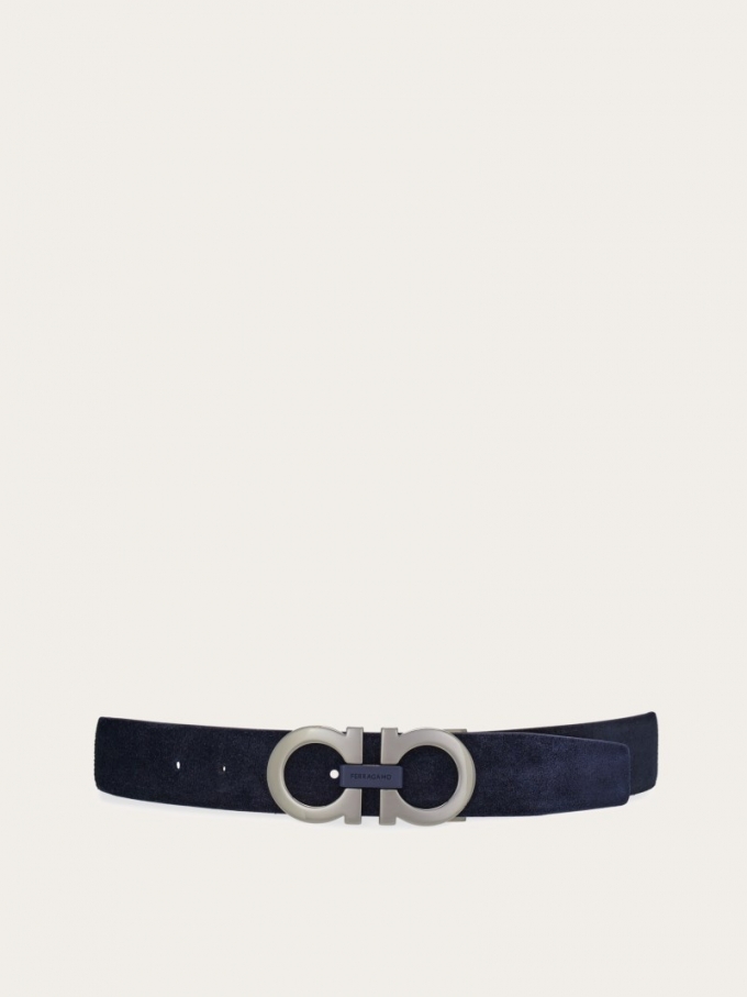 Ferragamo | Men's Adjustable Gancini Belt - Midnight Blue