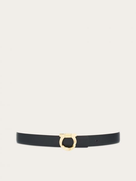 Ferragamo | Women's Reversible Belt With Torchon Gancini - Black/Flame Red