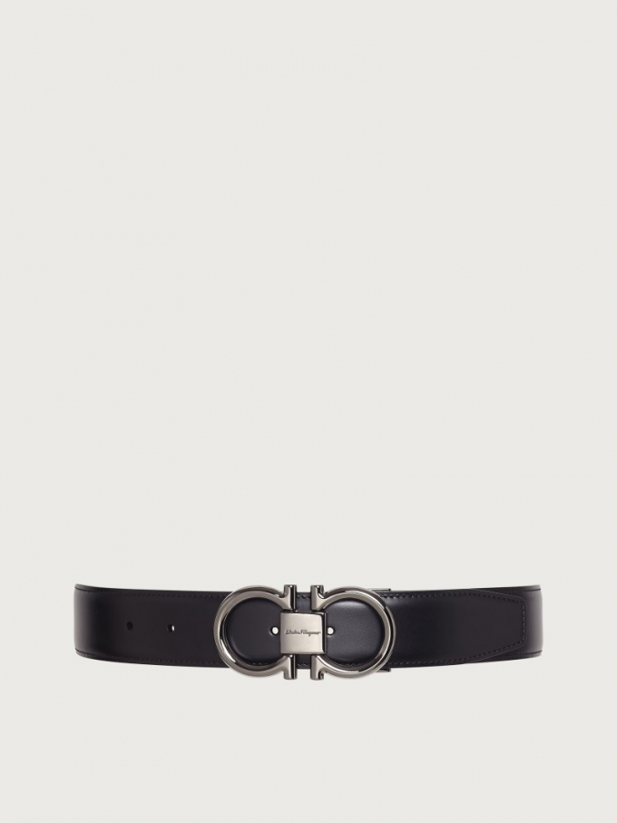 Ferragamo | Men's Reversible And Adjustable Gancini Belt - Black/Hickory