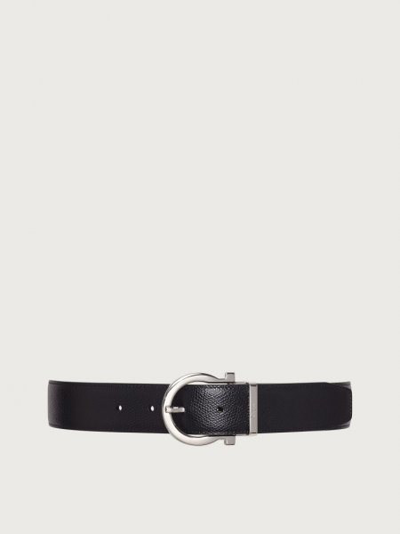 Ferragamo | Men's Reversible And Adjustable Gancini Belt - Black/Hickory