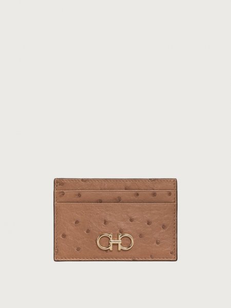 Ferragamo | Women's Gancini Credit Card Holder - Camel