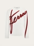 Ferragamo | Men's Long Sleeved T-Shirt With Embroidered Logo - White/Black/Red