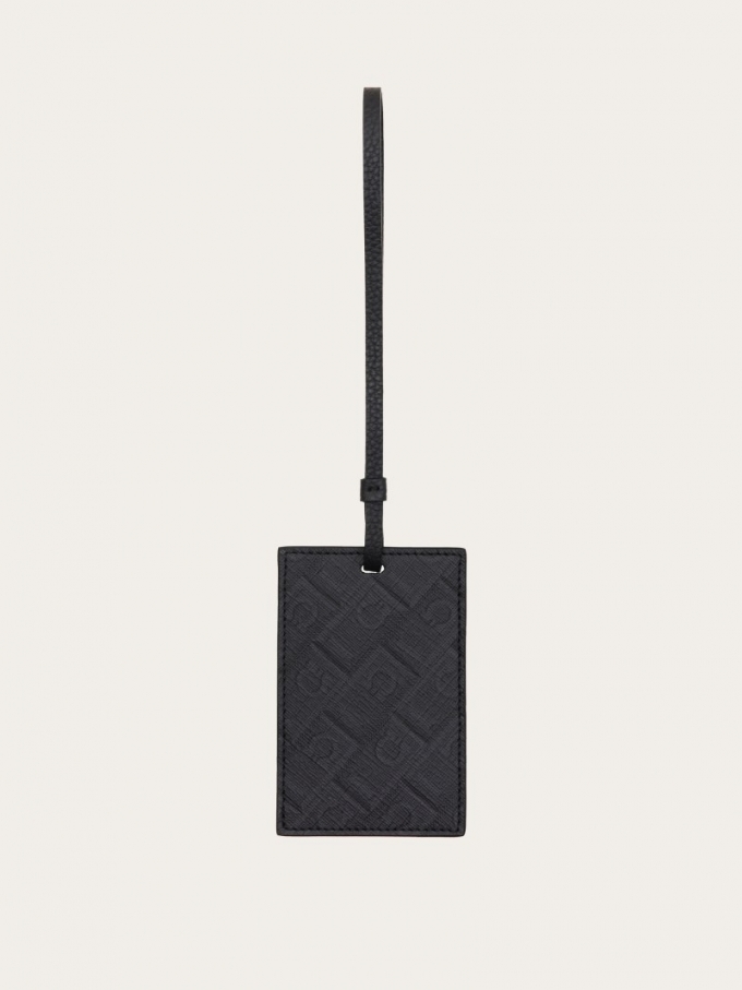 Ferragamo | Men's Monogram Badge Holder - Black/Grey