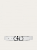 Ferragamo | Men's Reversible And Adjustable Gancini Belt - Optic White/Black