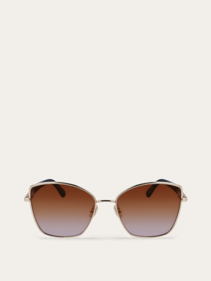 Ferragamo | Women's Sunglasses - Gold/Gradient Brown