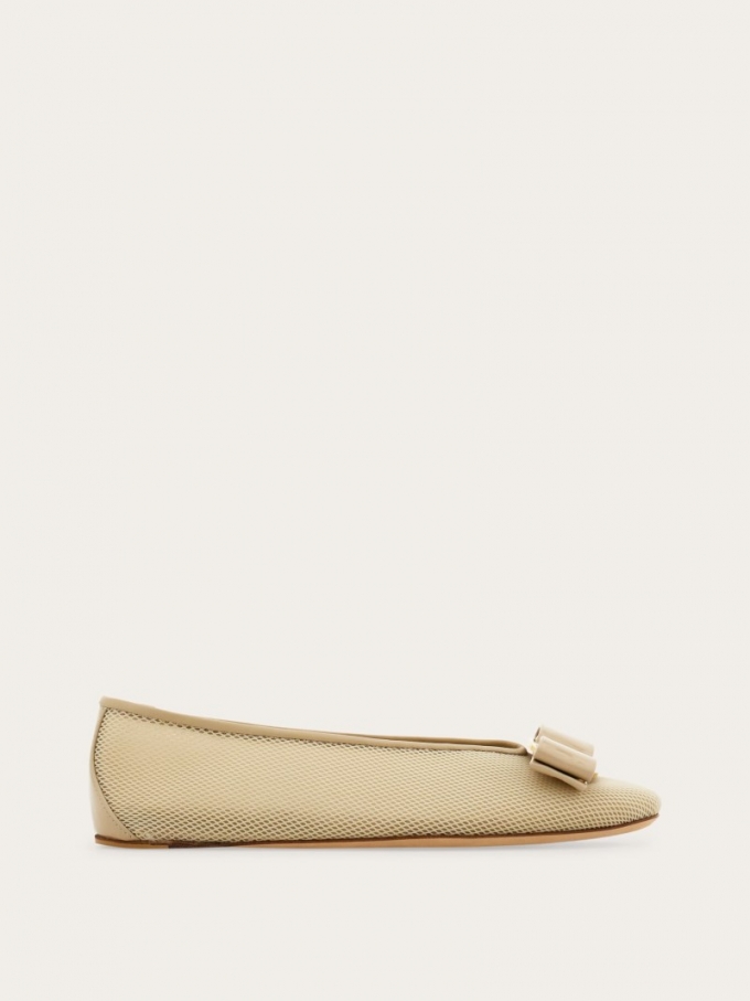 Ferragamo | Women's Vara Bow Ballet Flat - Stone