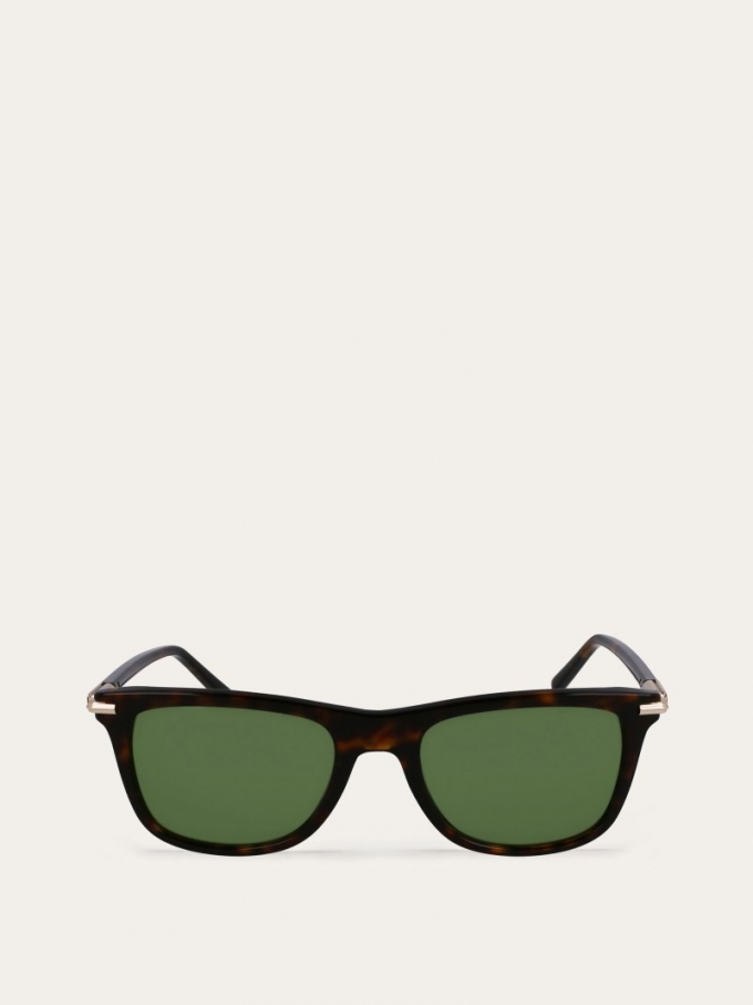 Ferragamo | Men's Sunglasses - Dark Tortoiseshell/Green