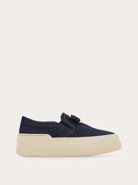 Ferragamo | Women's New Vara Plate Slip On - Navy Blue