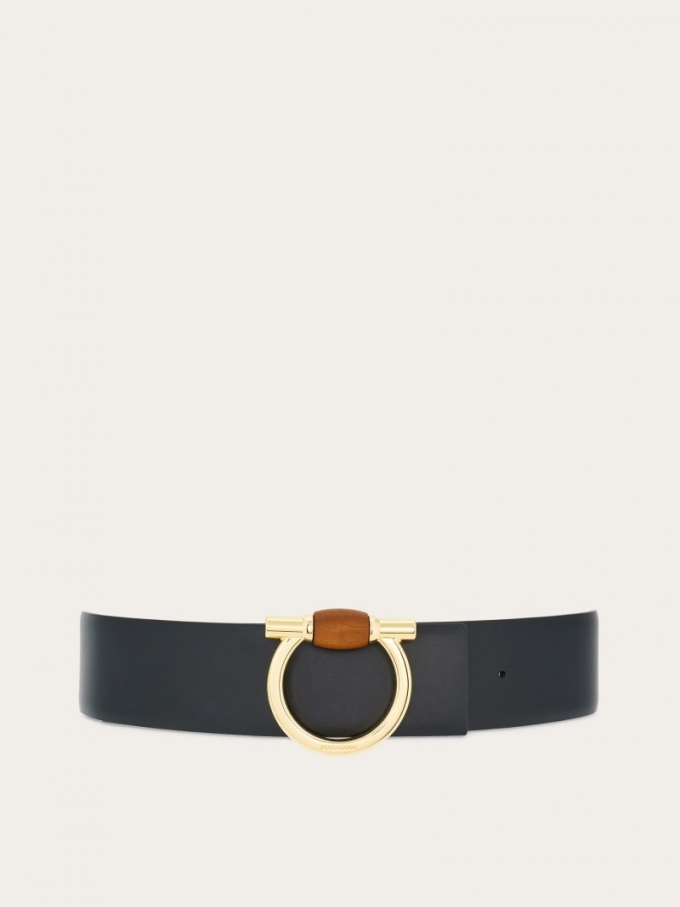 Ferragamo | Women's Reversible Gancini Belt - Black/Testa Di Moro