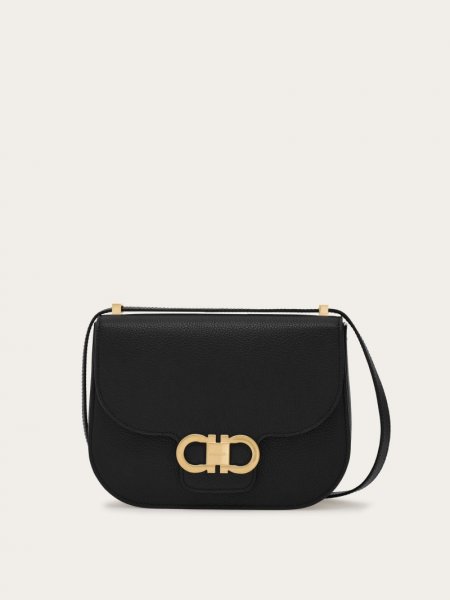 Ferragamo | Women's Double Gancini Crossbody Bag - Black