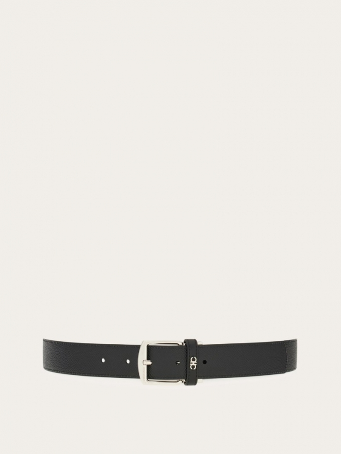 Ferragamo | Men's Reversible And Adjustable Belt - Testa Di Moro/Black