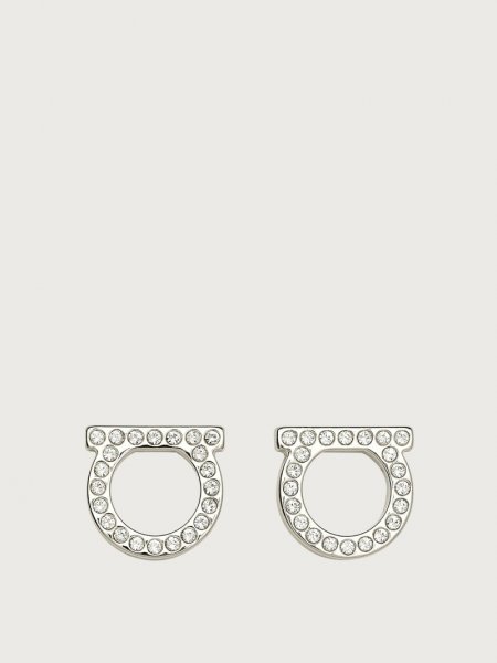 Ferragamo | Women's Gancini Crystals Earrings - Palladium (L)