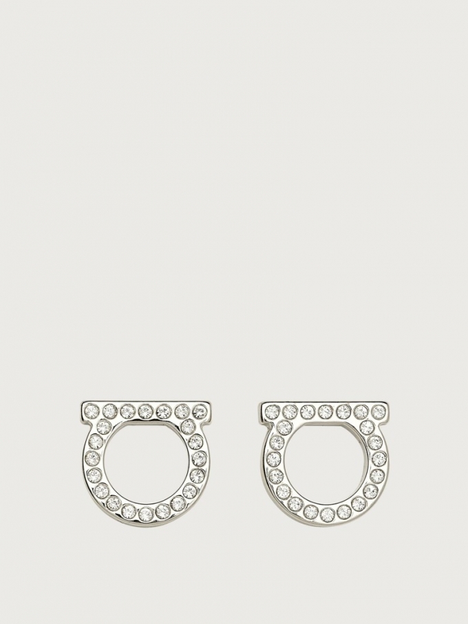 Ferragamo | Women's Gancini Crystals Earrings - Palladium (L)