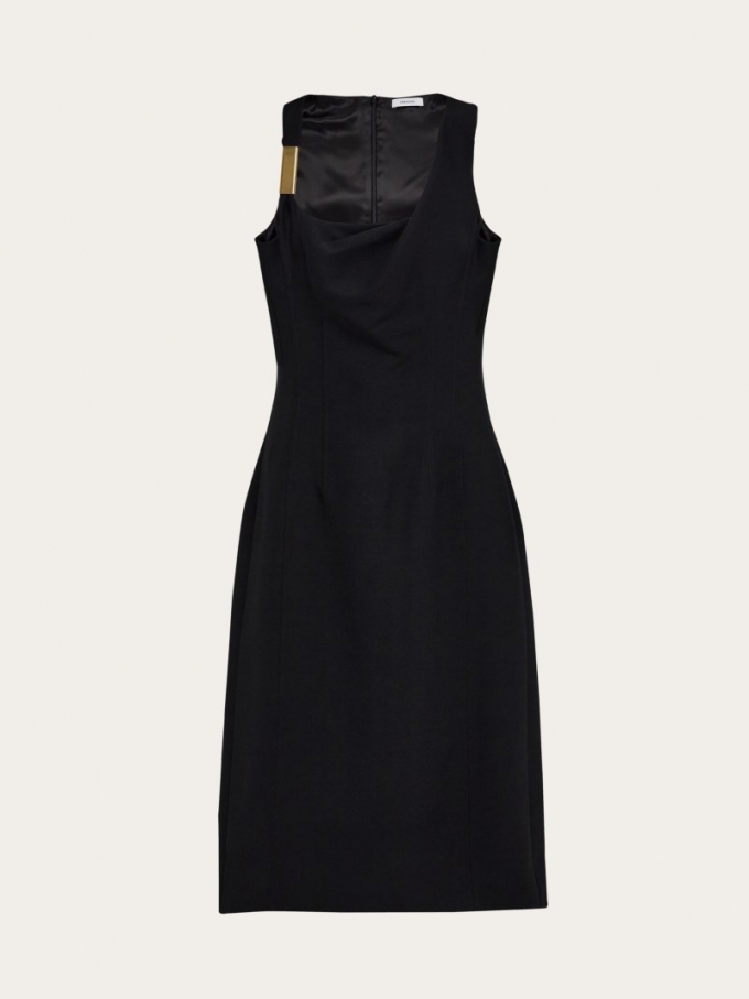 Ferragamo | Women's Corseted Dress With Gathered Neckline - Black