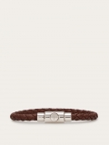 Ferragamo | Men's Braided Leather Bracelet - Brown (Size 19)