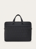 Ferragamo | Men's Embossed Gancini Business Bag - Black