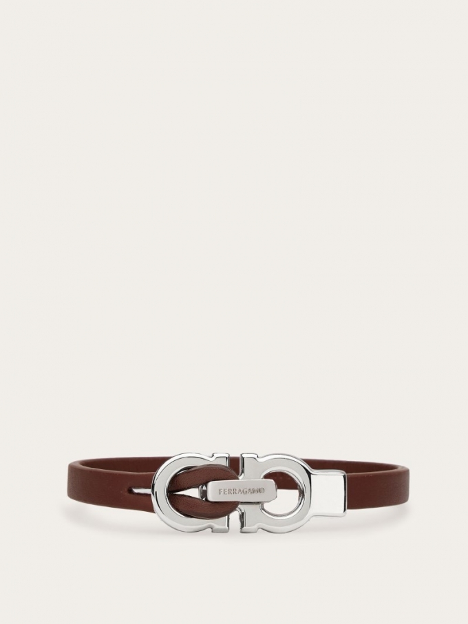 Ferragamo | Men's Gancini Bracelet - Brown (Size 19)