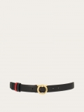 Ferragamo | Women's Adjustable And Reversible Gancini Belt - Black/Flame Red