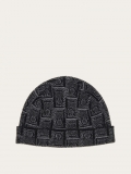 Ferragamo | Men's Monogram Beanie - Black/Anthracite