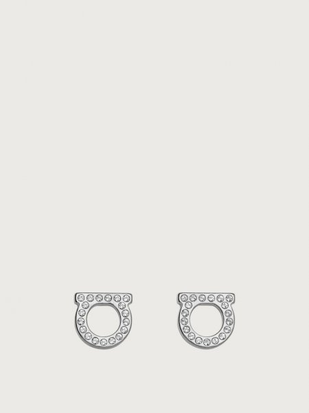 Ferragamo | Women's Gancini Crystals Earrings - Palladium (S)