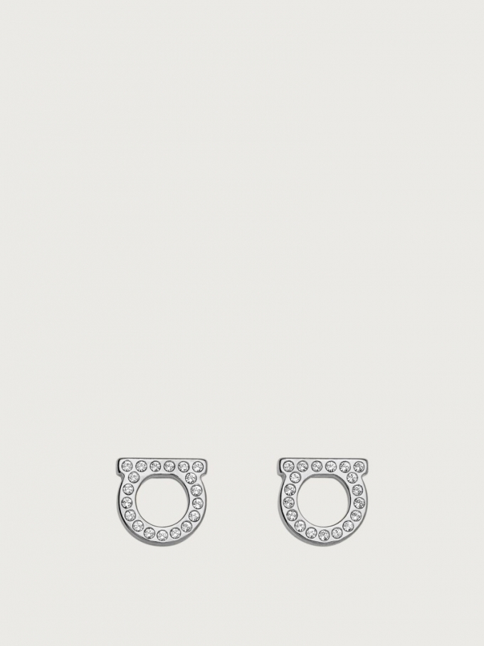 Ferragamo | Women's Gancini Crystals Earrings - Palladium (S)