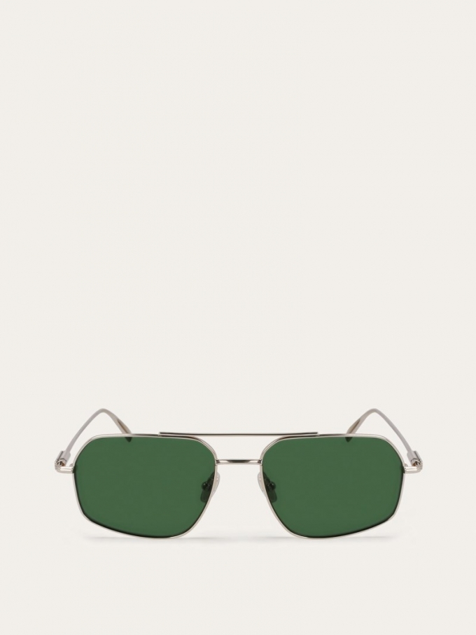 Ferragamo | Men's Sunglasses - Light Gold/Green