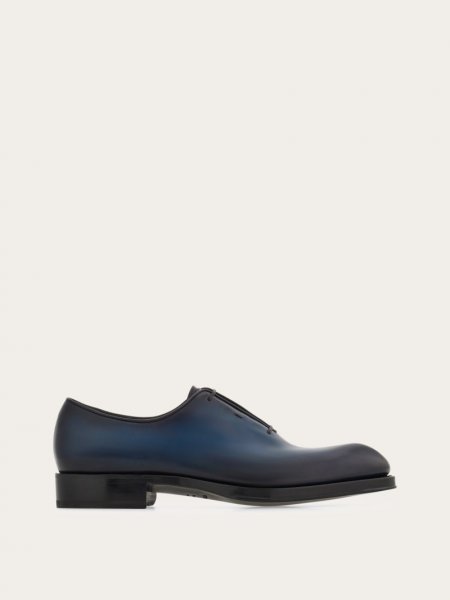 Ferragamo | Men's Tramezza Oxford With Covered Laces - Teal Blue/Black