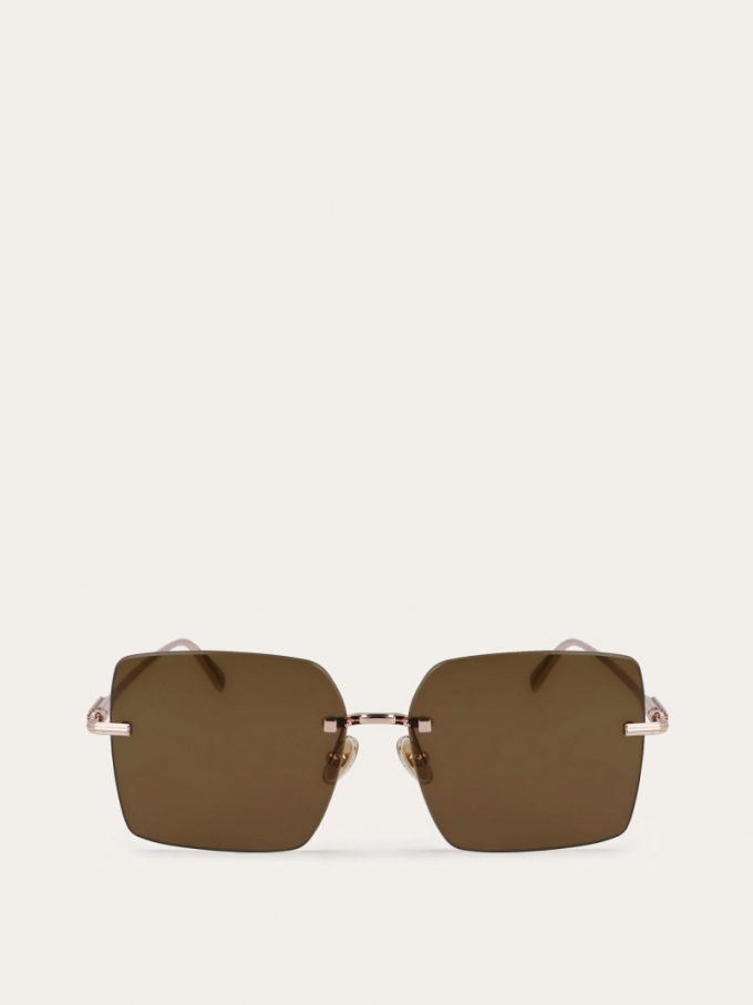 Ferragamo | Women's Sunglasses - Rose Gold/Dark Brown