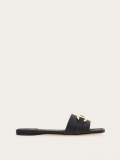 Ferragamo | Women's Flat Slide With Gancini Ornament - Black