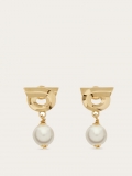 Ferragamo | Women's Gancini Earrings With Synthetic Pearls - Gold