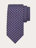 Ferragamo | Men's Cyclist Print Silk Tie - Dark Blue