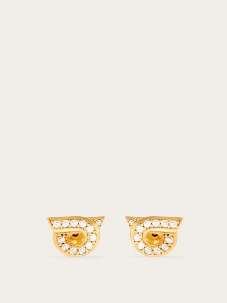 Ferragamo | Women's Gancini Earrings With Rhinestones - Gold (Size 10)