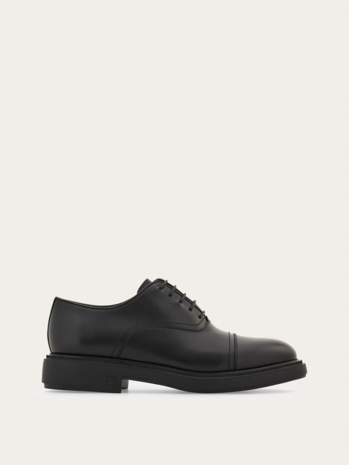 Ferragamo | Men's Oxford With Toe Cap - Black