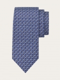 Ferragamo | Men's String Print Silk Tie - Navy Blue