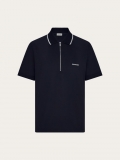 Ferragamo | Men's Cotton Polo Shirt With Zip Closure - New Navy Blue