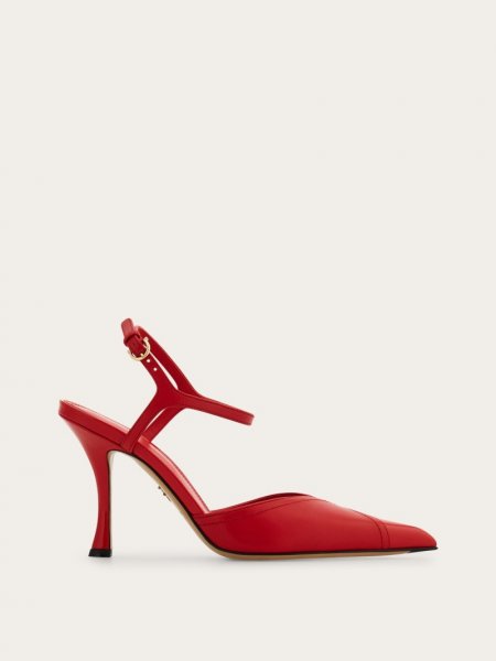 Ferragamo | Women's Pump With Contrasting Inlays - Flame Red