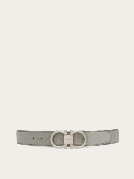 Ferragamo | Men's Adjustable Gancini Belt - Ash Grey