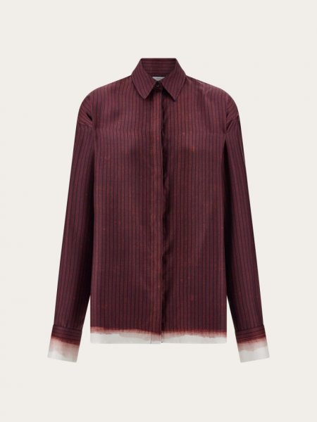 Ferragamo | Women's Printed Silk Shirt - Oxblood/Bordeaux