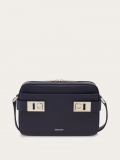 Ferragamo | Men's Shoulder Bag With Gancini Buckles - Midnight Blue