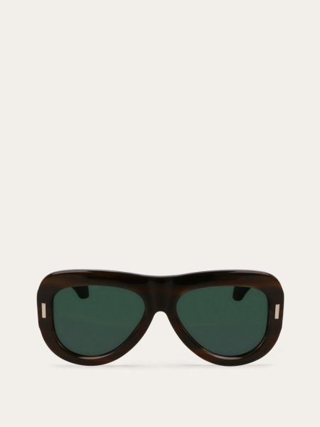 Ferragamo | Women's Sunglasses - Striped Brown-Green/Green