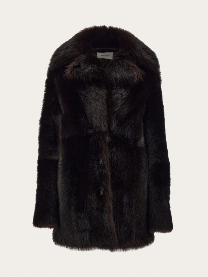 Ferragamo | Women's Shearling Coat - Dark Brown