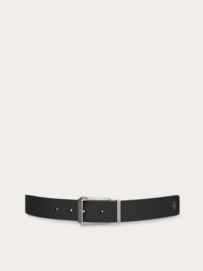 Ferragamo | Men's Reversible And Adjustable Belt - Midnight Blue/Black