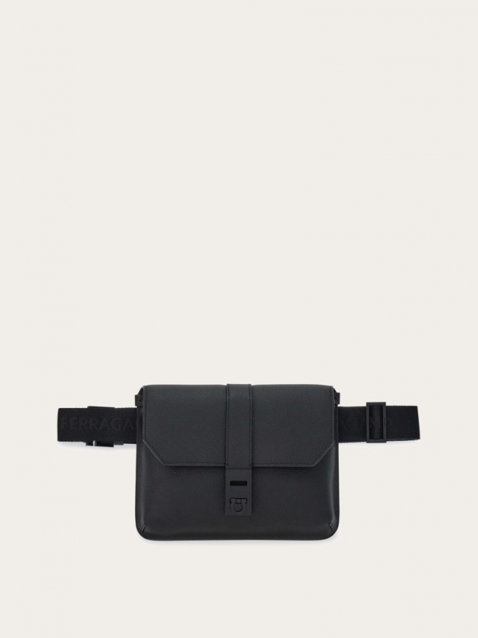 Ferragamo | Men's Belt Bag With Gancini Buckles - Black