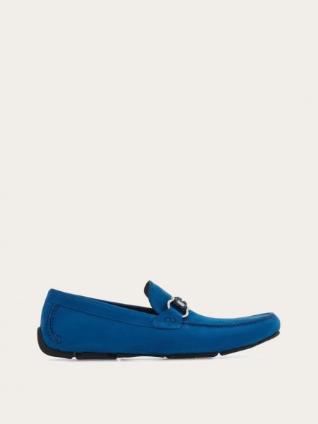 Ferragamo | Men's Driver With Gancini Ornament - Teal Blue