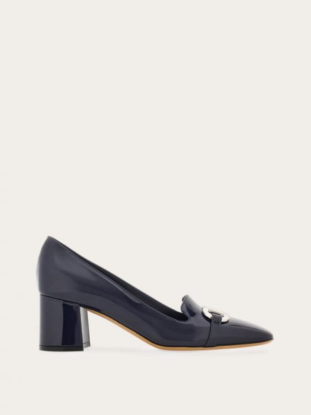 Ferragamo | Women's Pump With Gancini Ornament - Midnight Blue