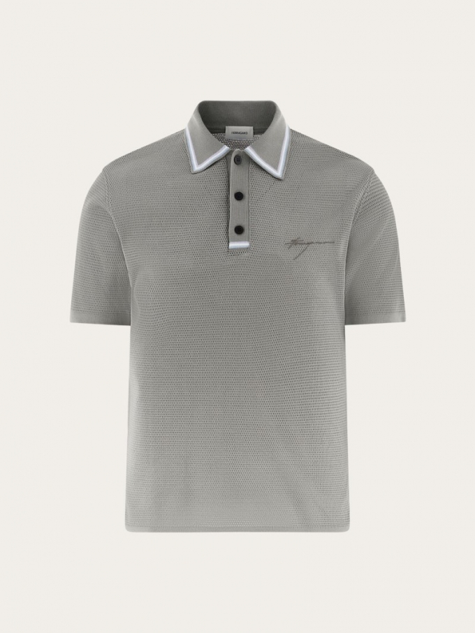 Ferragamo | Men's Short Sleeved Polo Shirt - Ash Grey